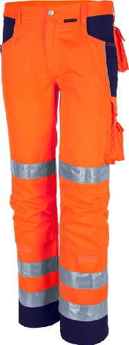 Qualitex Warnschutz-Bund-Hose Arbeits-Hose PRO MG 245 - orange/marine - Größe: 62