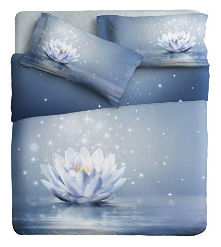 Ipersan Fine-Art Bettwäsche für Doppelbett mit Lotusblumen