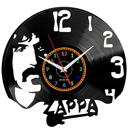EVEVO FRANK Zappa Wanduhr Vinyl Schallplatte Retro-Uhr Handgefertigt Vintage-Geschenk Style Raum Home Dekorationen Tolles Geschenk Wanduhr FRANK Zappa