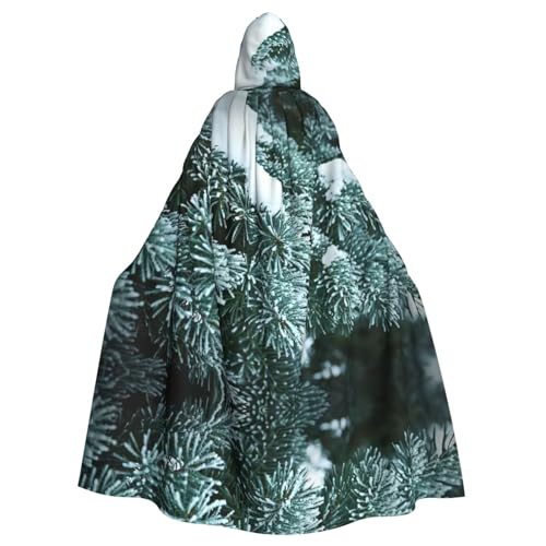 Bxzpzplj Umhang mit Winterfrost auf Fichtenbaum, für Damen und Herren, voller Länge, mit Kapuze, Cosplay-Kostüme, Umhang, 185 cm