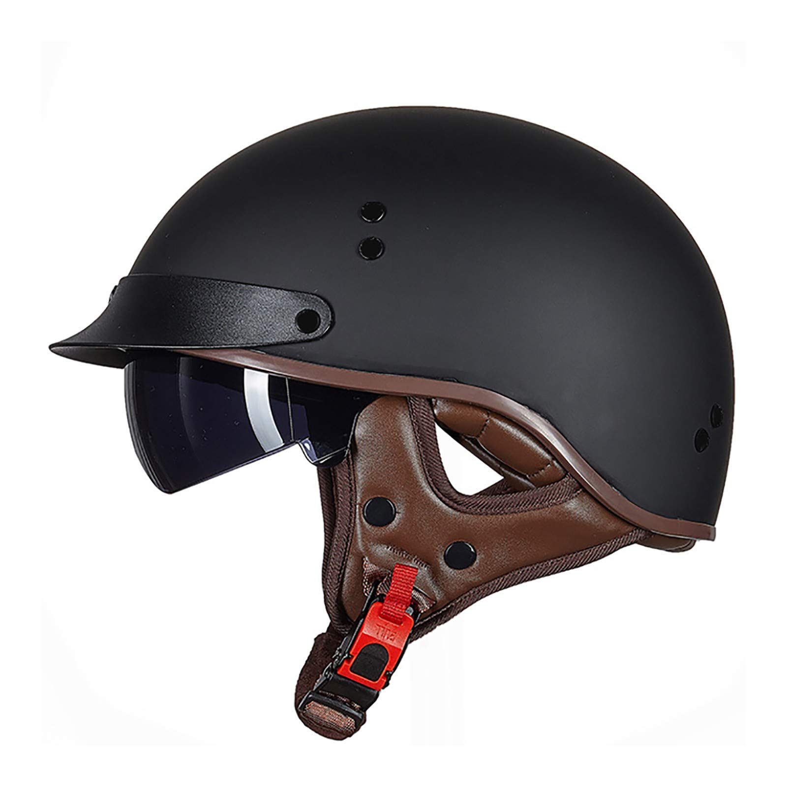 DOT Motorrad Half Helm mit Drop Visier für Cruiser Chopper Biker Lucky Skull I,M