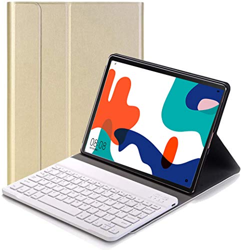 RLTech Tastatur Hülle for Huawei Matepad 10.4 - (QWERTY Layout), Ultradünn Flip Entfernbar Drahtloser Keyboardständer Ledertasche für Huawei Matepad 10.4 2020 Tablet, Gold