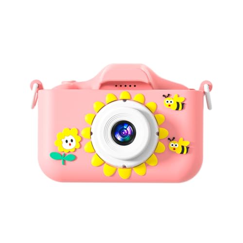 Bwardyth HD 96MPT Digitalkamera, Wiederaufladbare Kameras mit Zoom, Kompakte Kinder-Sonnenblumen-Cartoon-Kamera, Rosa