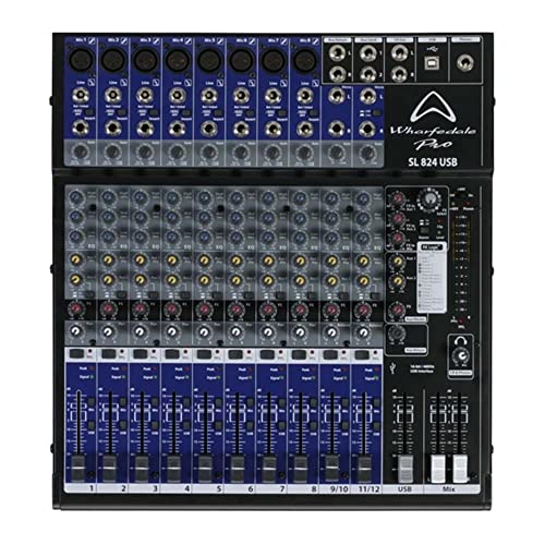 Wharfedale Pro SL824USB Mixer mit 8 Mikrofon/Auxiliary/USB/EFX und Rack Mount Kit