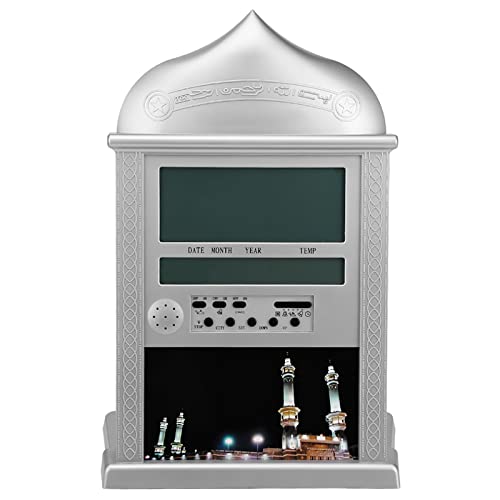 Lazmin Gebetsuhr, moslemisches islamisches Gebet, das Azan Athan Alarm Wall Clock Silver mit Stift betet