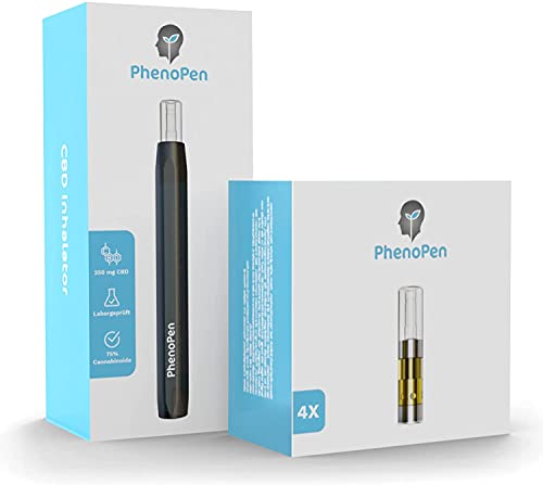 PhenoPen Inhalator mit über 75% Cannabinoid Konzentrat 360mg CBD + CBDV incl. 5 Kartuschen | ohne Nikotin | ohne Zusätze | 100% Hanf