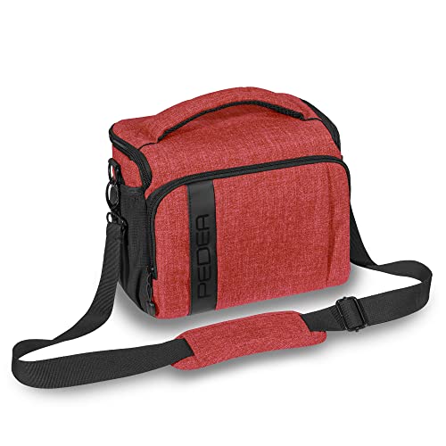 PEDEA DSLR-Kameratasche "Fashion" Fototasche für Spiegelreflexkameras mit wasserdichtem Regenschutz, Tragegurt und Zubehörfächern, Gr. XL rot