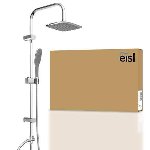 EISL Duschset EASY FRESH, Duschsäule 2 in 1 mit großer Regendusche (250 x 200 mm) und Handbrause, ideal zum Nachrüsten durch Nutzung vorhandener Bohrlöcher, komplettes Montageset, Chrom DX12006
