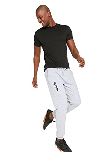 Trendyol Men's Herren Mittlerer Bund Regular Jogginghose Sweatpants, Gray, M