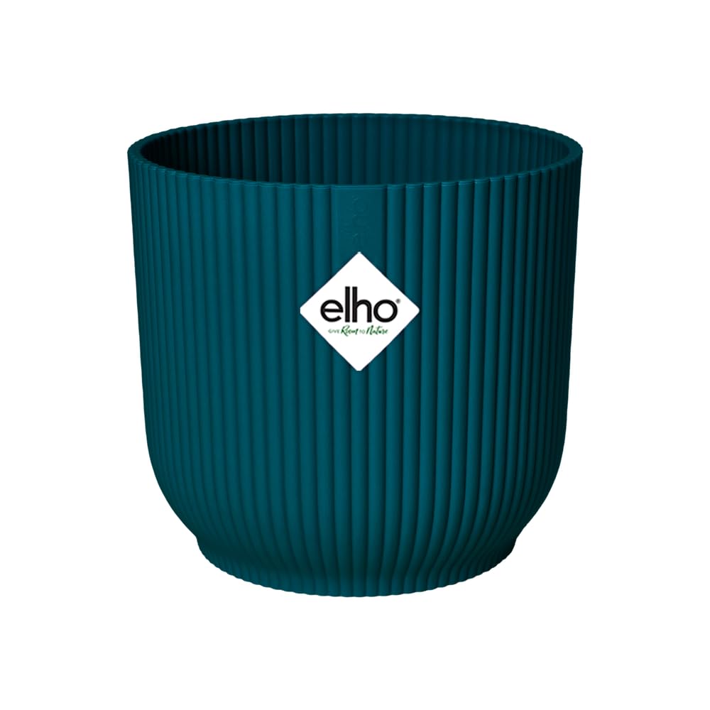 elho Vibes Fold Rund 30 Pflanzentopf - Blumentopf für Innen - 100% recyceltem Plastik - Ø 29.5 x H 27.2 cm - Blau/Tiefes Blau