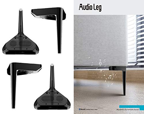 IPEA 4 x Beine für Sofas und Möbel mit integriertem Bluetooth-Lautsprecher, Audio Leg zum Hören von Musik vom Smartphone Füße mit Lautsprecher Akustik, schwarz glänzend, Höhe 130 mm