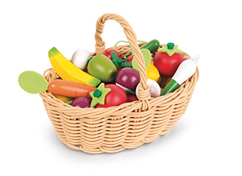 Janod J05620 - Obst- Und Gemüse Sortiment Im Korb (Inhalt 24 teile)