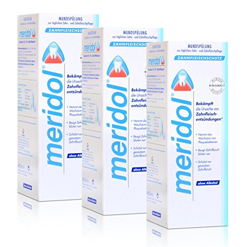 3x Meridol Mundspülung Zahnfleischschutz 400ml - ohne Alkohol