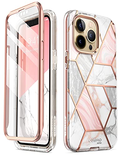 i-Blason Cosmo Series Slim Full Body Schutzhülle für 6,1 Zoll iPhone 13 Pro (2021 Release), Marmor Rosa
