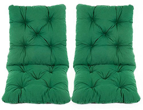 Ambientehome 2er Set Sitzkissen und Rückenkissen Sessel Hanko, grün, ca 50 x 98 x 8 cm, Polsterauflage