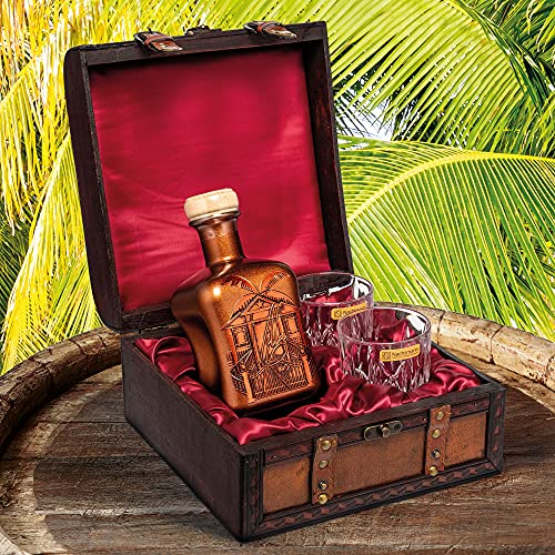 Rum Geschenkset Villa Ron (0,5 l) mit zwei Tumblergläsern in antiker Kiste - Maison Privée