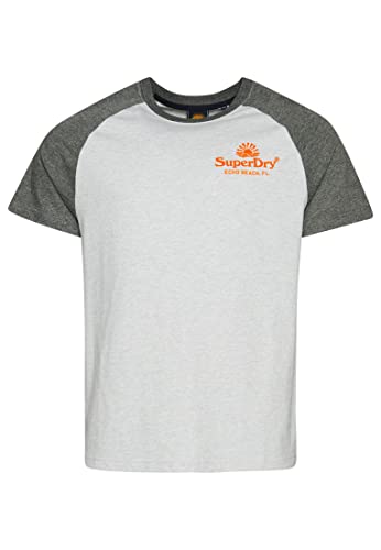 Superdry Herren Camiseta estampada Businesshemd, Glacier Grey Marl/Rich Charcoal Marl, XXL