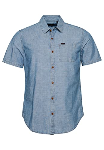 Superdry Herren Vintage Loom S/S Shirt Hemd, Worn Wash Indigo, M