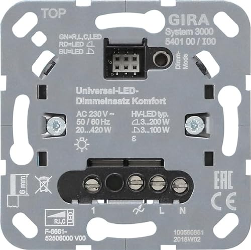 Gira s3000 uni-led-dimmeinsatz 540100 komfort einsatz