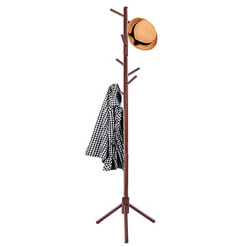SPRINGOS Kleiderständer, Baum-Optik, mit 8 Haken, aus Holz,175 cm, freistehend, braun, stabil, Garderobe, Kleidung, Eingangsbereich (Braun)