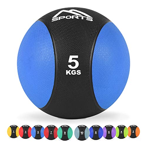 MSPORTS Medizinball 5 kg – Professionelle Studio-Qualität inkl. Übungsposter Gymnastikbälle