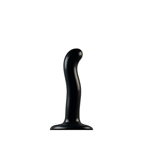 Strap-on-me Dildo Point P & Point G mit Saugnapf, kompatibel mit Geschirr, 100 % weiches Silikon, hypoallergen, Größe S, Schwarz