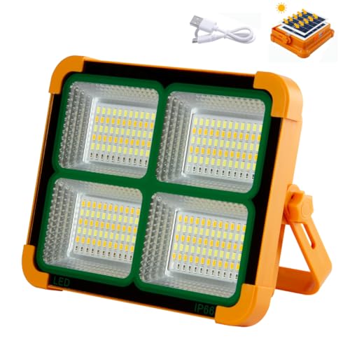 Jandei - 100 W Solar-LED-Strahler, tragbar. 5 Lichtmodi/336 LEDs. Mit Magnet und Halterung. USB/Solar wiederaufladbar, Powerbank für Mobiltelefone. Perfekt für Wohnwagen, Angeln, Bau, Camping, Bau