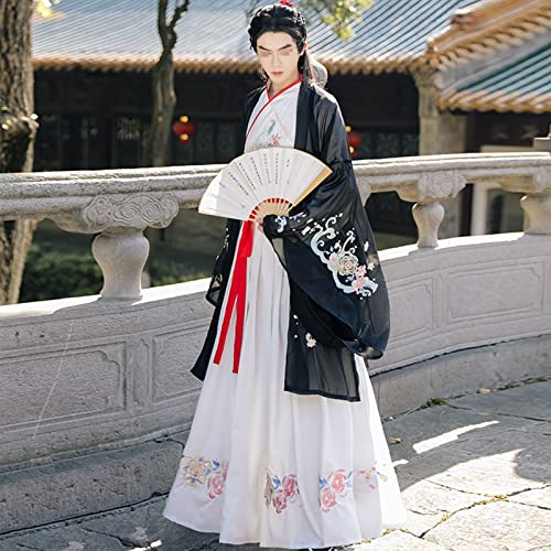 Herren Altes Chinesisches Hanfu Kleid Erwachsene Cosplay Han Fu Kostüm Geburtstag Party Abendkleid (Color : Black, Size : S=160cm)