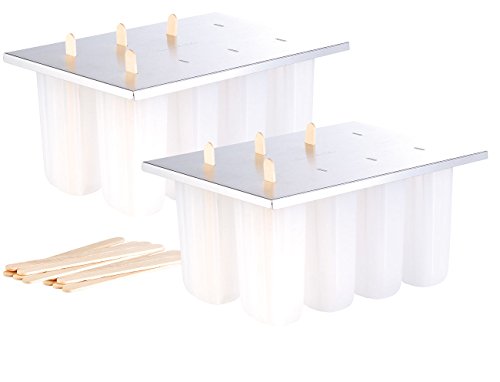 Rosenstein & Söhne Glaceformen: Eis-am-Stiel-Bereiter mit 8 Eisformen und 24 Holzstielen, 2er-Set (Kinder Eis Sorbet Formen, Schleck Eiswürfelformen, Joghurt Maker)