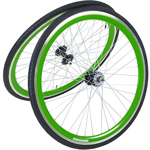 Galano Fixie Laufradsatz 700c Singlespeed Fixed Gear Laufräder Flip Flop Blade (grün/grün)