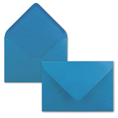 Briefumschläge in Azur-Blau- 100 Stück - DIN C5 Kuverts 22,0 x 15,4 cm - Nassklebung ohne Fenster - Weihnachten, Grußkarten - Serie FarbenFroh