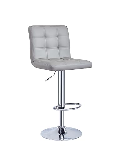 Panana Barhocker höhenverstellbare Barstuhl mit Kunstleder, 360° Drehstuhl, Küchenstühle mit Rückenlehne und Fußstütze (Grau, 1)