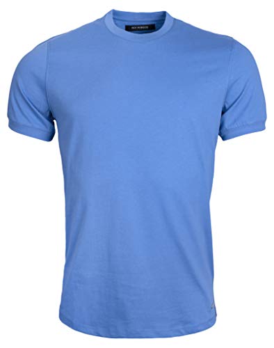 Herren T-Shirt mit Rundhalsausschnitt - Regular Fit (Hellblau, Large)
