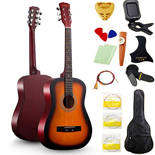 Anfänger-Akustikgitarre 36 Zoll Full Size Gitarren, Cutaway Fichte Stahlsaite Akustische Gitarre Mit Gitarren-Paket,Braun