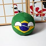 JunziWing Polandball Plüschtier, Länder National Ball Plushies Puppe, Brasilien Countryball Anhänger, Geschenk Für Kind Baby 20Cm Br