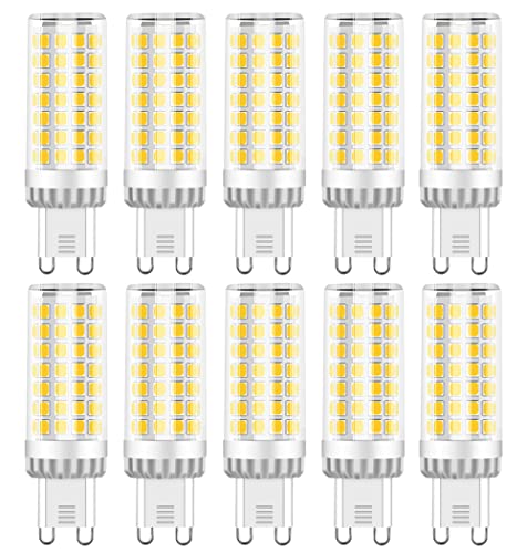 RANBOO G9 LED Lampe 9w Ersatz 75W Halogenlampen, 750LM, Kaltweiß 6000K, AC 220-240V, LED Birnen für Kronleuchter, Wandlampe, Kühlschrank und Dunstabzugshaube, Nicht Dimmbar, 10er Pack