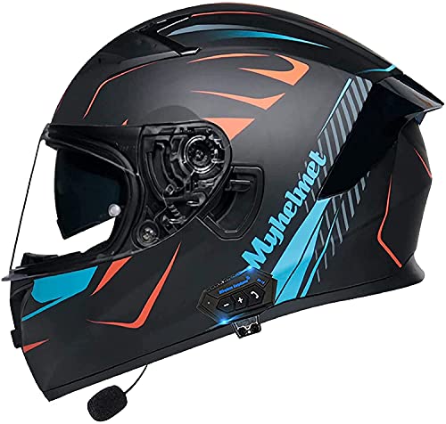 Klapphelm Bluetooth Motorrad-Helm Mit Doppelvisier Sonnenblende DOT/ECE-Zertifizierung Integralhelm Motorradhelm Klapphelm Fullface Rollerhelm Für Damen Herren Erwachsene (Color : M, Größe : XL)