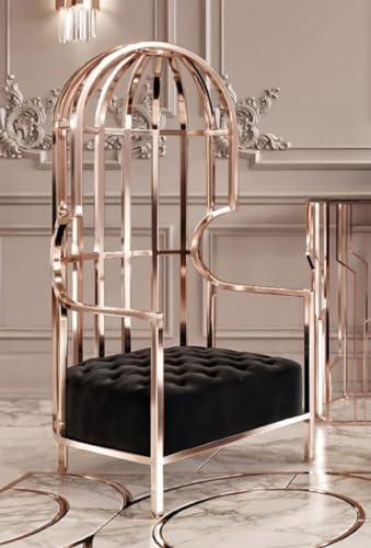 Casa Padrino Luxus Sessel Schwarz/Kupfer 78 x 78 x H. 156 cm - Wohnzimmer Sessel - Hotel Sessel - Wohnzimmer Möbel - Hotel Möbel - Luxus Möbel