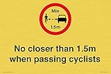 Schild "No closer than 1,5 m when passing cyclists", 300 x 200 mm, A4L