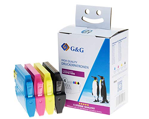 G&G Druckerpatrone kompatibel mit Brother LC-970 / LC-1000 -Multipack- je 1x schwarz, Cyan, Magenta, gelb