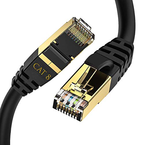 IBRA CAT8 Ethernet Gigabit LAN Netzwerkkabel (RJ45) SSTP 40 Gbit/s 2000 MHz - rund Schwarz