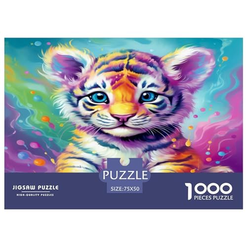 Cute and Colorful Tiger Cubs 1000 Teile Für Erwachsene Puzzles Geburtstag Educational Game Home Decor Family Challenging Games Stress Relief 1000pcs (75x50cm)