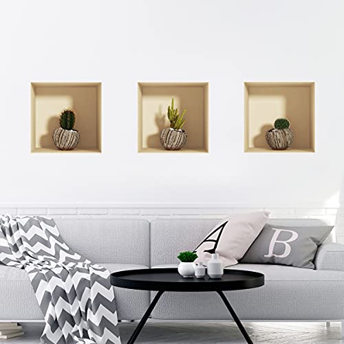 3D-Wandtattoo, selbstklebend, 3D-Effekt, exotischer Kaktus-Effekt, Wandtattoo, für Schlafzimmer, Erwachsene, 3D-Wandtattoo, Wohnzimmer, Wandaufkleber, Trompe, Auge, 40 x 120 cm