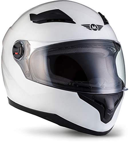 MOTO Helmets® X86 „Gloss White“ · Integral-Helm · Full-Face Motorrad-Helm Roller-Helm Scooter-Helm · ECE Visier Schnellverschluss Tasche M (57-58cm)