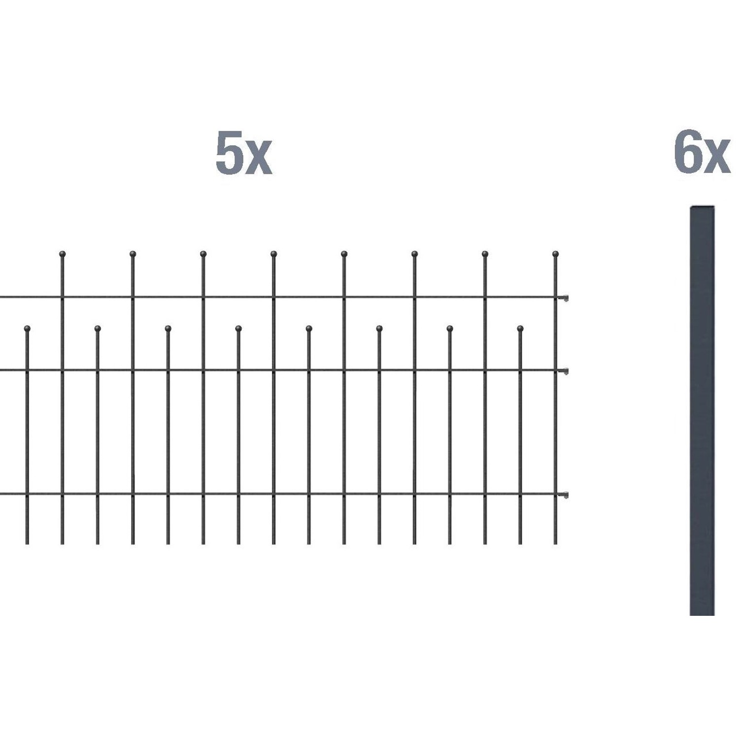 Metallzaun Grund-Set Madrid Anthrazit z. Aufschrauben 50 cm x 1000 cm