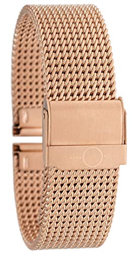 22mm BandOh Edelstahl Milanaise Uhren Armband Rosé mit Sicherheitsverschluss