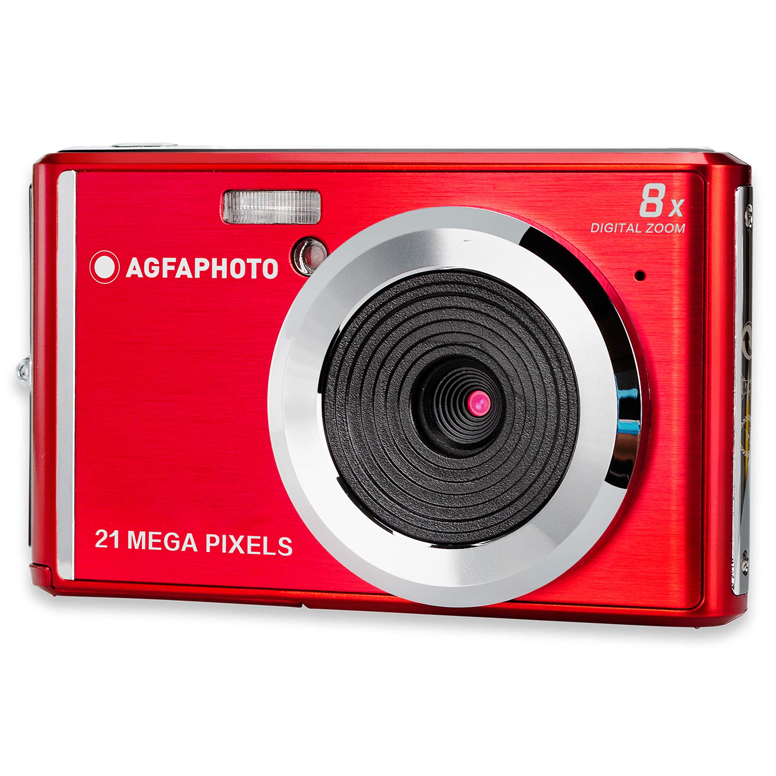 AGFA Photo – Kompakte Digitalkamera mit 21 Megapixel CMOS-Sensor, 8x Digitalzoom und LCD-Display Rot