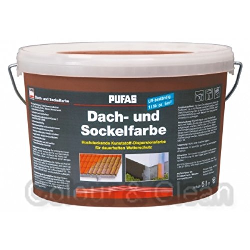 Pufas Dach- und Sockelfarbe 5 L Farbe: Ziegelrot 957 Dachfarbe Sockel-Anstrich