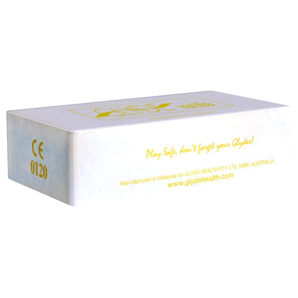 Glyde Ultra Vanilla 100 vegane Kondome - 53mm Breite - gelb gefärbt und mit sinnlichem Vanille-Duft - ohne Casein