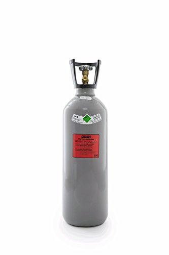 10 kg Kohlensäure Flasche/Neue CO2 Flasche mit Steigrohr/Tauchrohr (Eigentumsflasche) gefüllt mit Kohlensäure (CO2) Lebensmittelqualität E290, kurze Bauform, 10 Jahre TÜV ab Herstelldatum, Made in EU